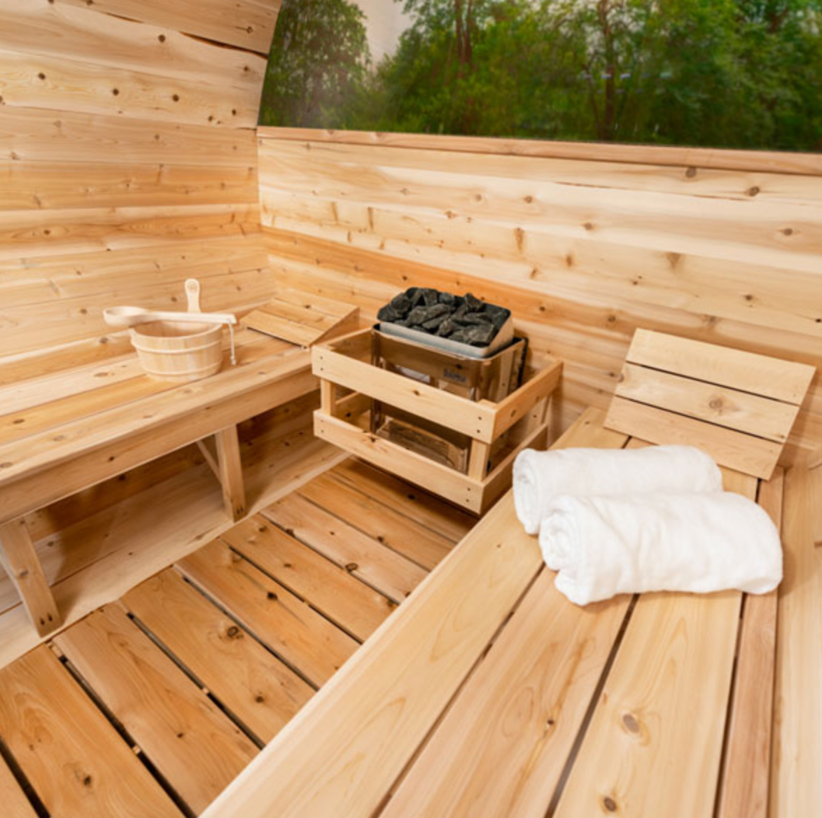 Serenity Barrel Sauna with Maximum Glass Panes: A Vision of Beauty and Tranquility