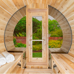 Serenity Barrel Sauna with Maximum Glass Panes: A Vision of Beauty and Tranquility